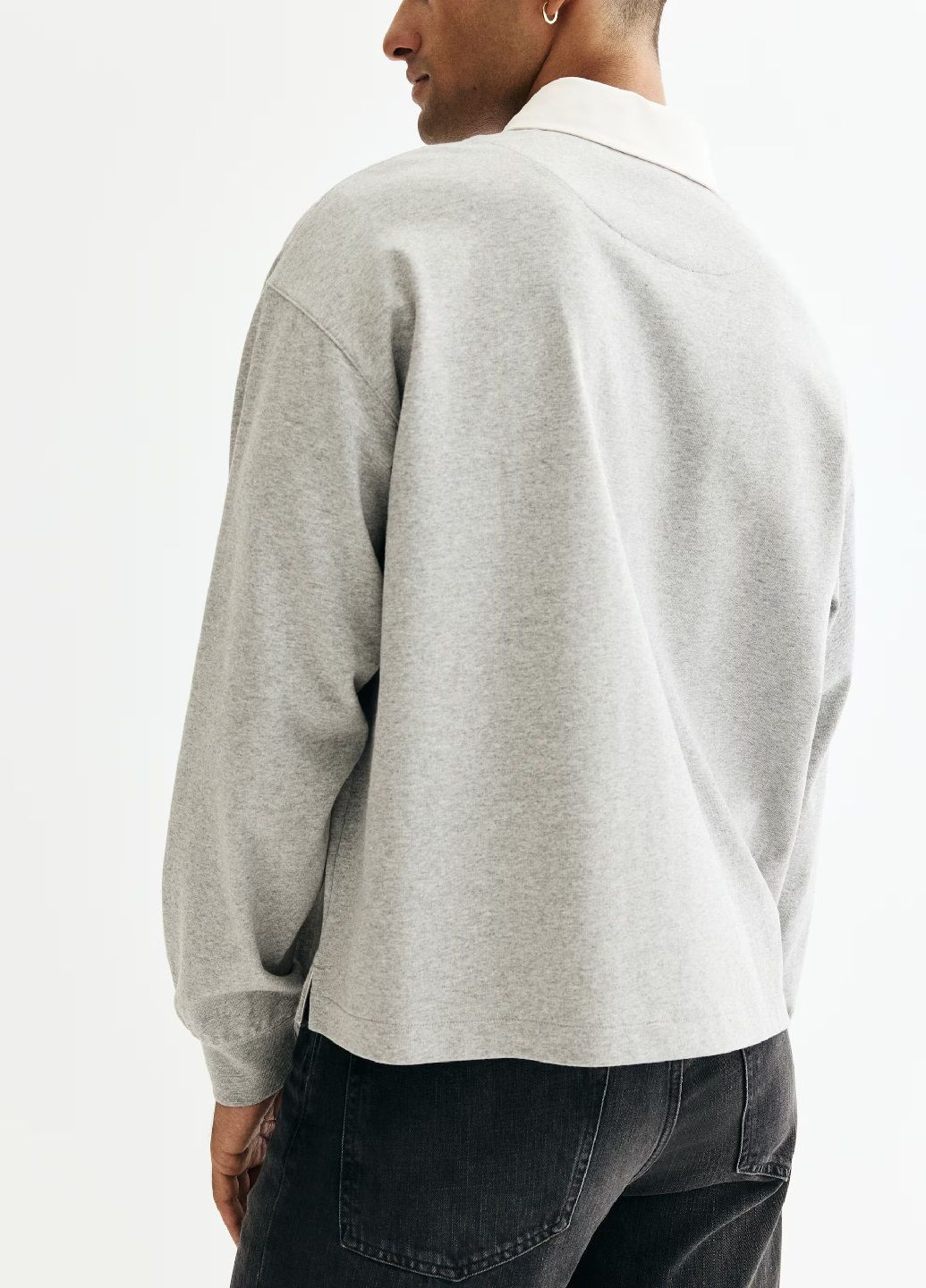 Светло-серая футболка-поло для мужчин H&M однотонная