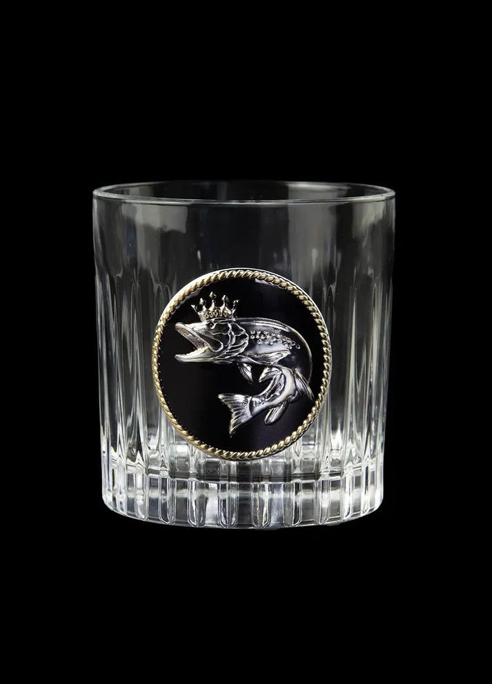 Набір для віскі кришталевий "КОРОЛЬОВА GOLDFISH" на 2 кришталеві келихи | Подарунок чоловікові, куму, брату Boss Crystal B2GLF2XG (345646737)