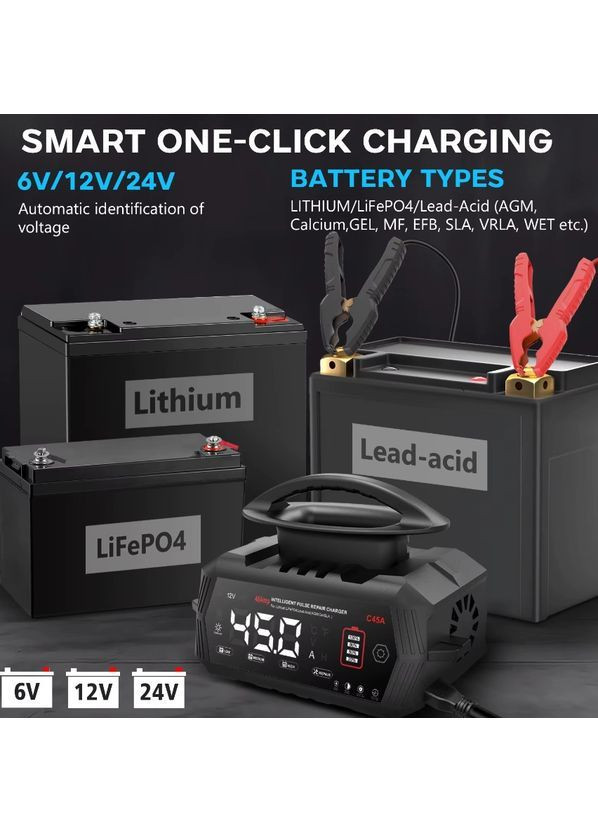 Импульсное зарядное устройство C45 ток 6V/12V/24V для свинцово-кислотных AGM и GEL аккумуляторов (2104618918) HTRC (372466654)