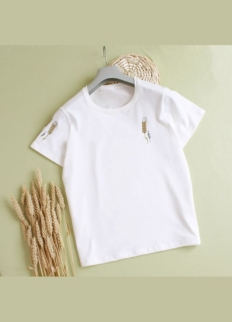 Женская футболка с колосьями пшеницы на рукаве Ladan - (301026487)
