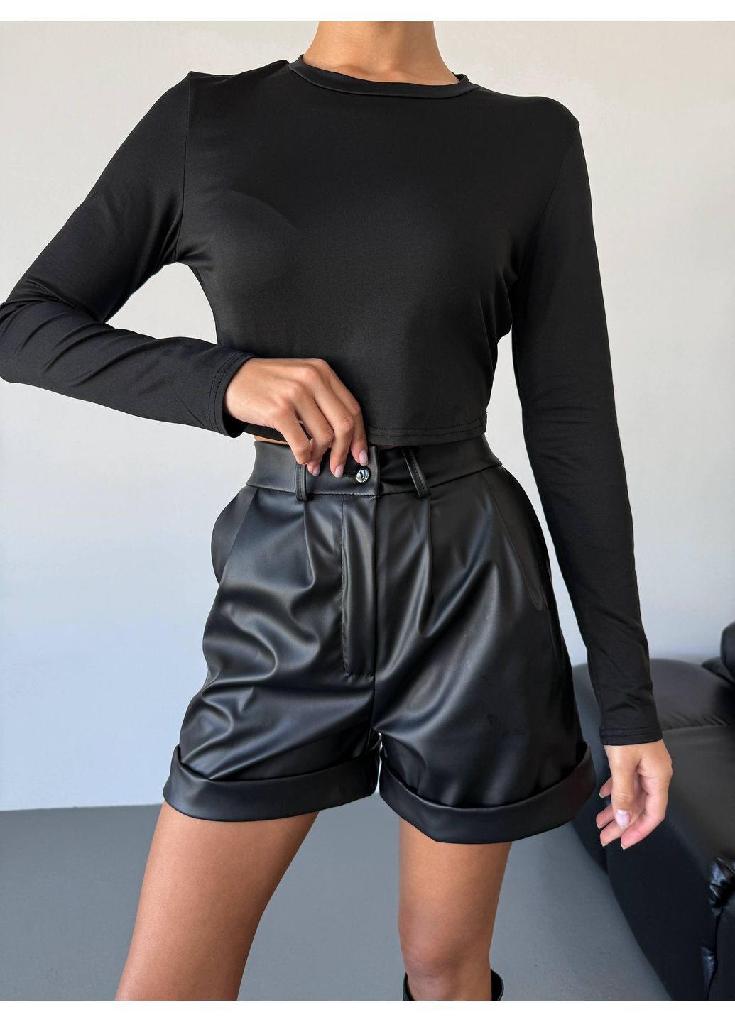 Женские шорты из экокожи No Brand (366226728)