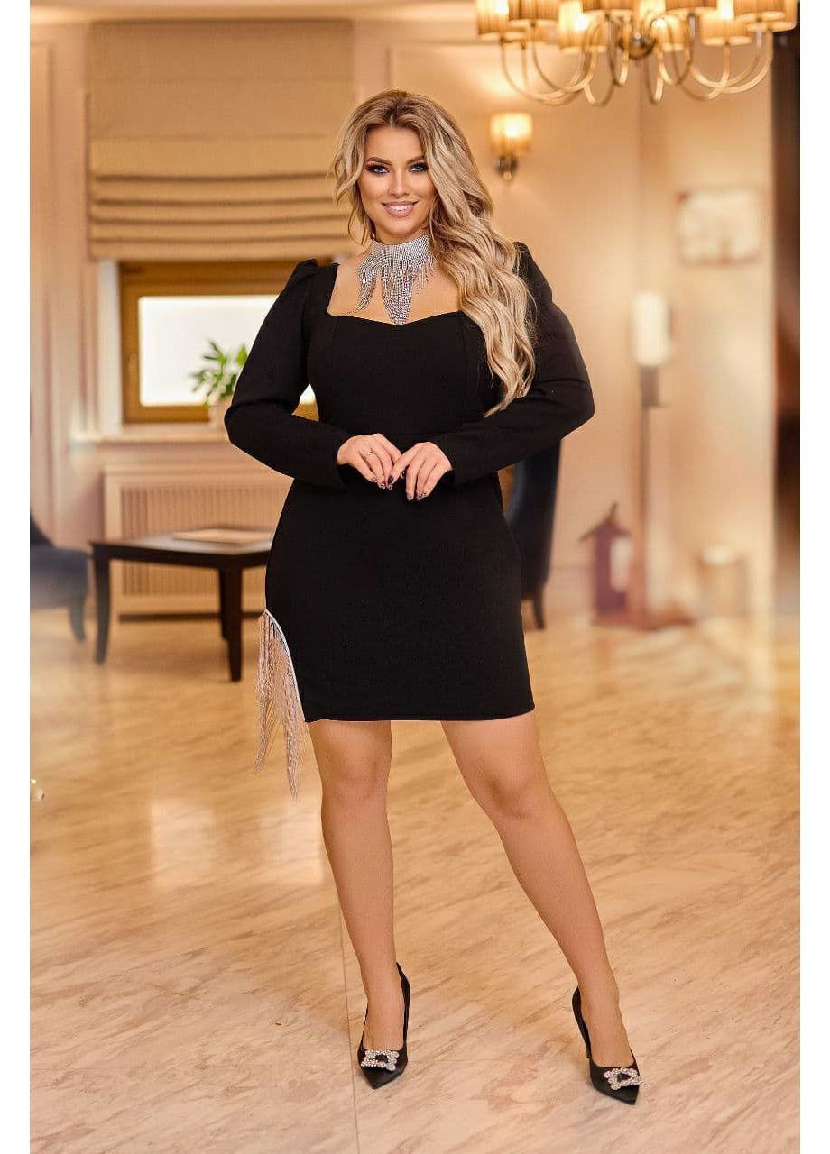 Черное праздничный платье женское No Brand однотонное