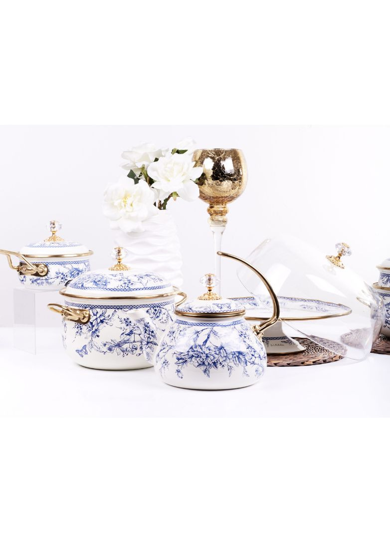 Каструля емальована "BUTTERFLY" з кришкою, 2,1 л, 16 см Elmani (360403609)