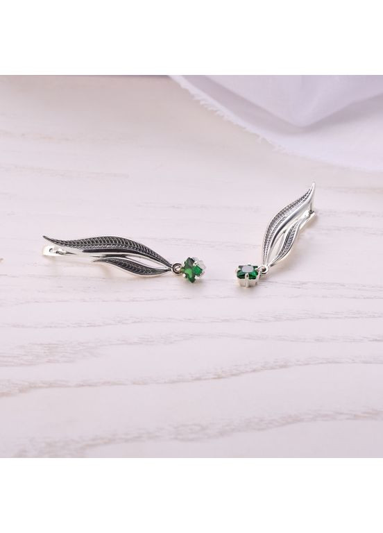 Серьги серебряные Вербочка Emerald 925 Zirkon Skifska Etnika (364203077)