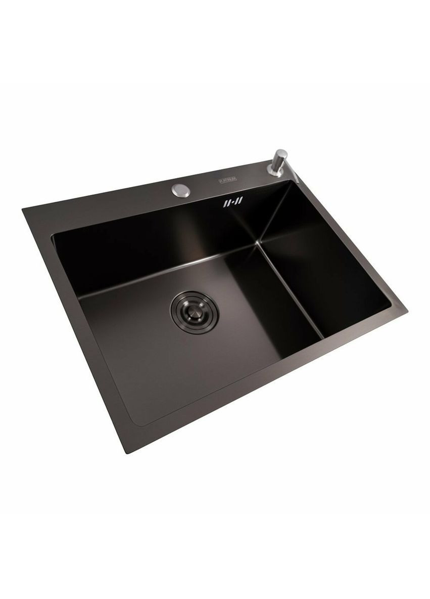 Кухонная мойка Handmade PVD 600х450х220 черная (толщина 3,0/1,5 мм + дозатор в комплекте) Valeso (336932443)