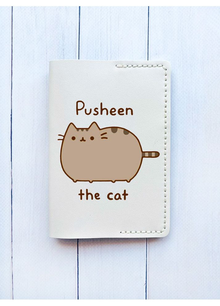 Шкіряна обкладинка на паспорт книжку:: Біла молочна (принт 412) CASE CONTROL (369616637)