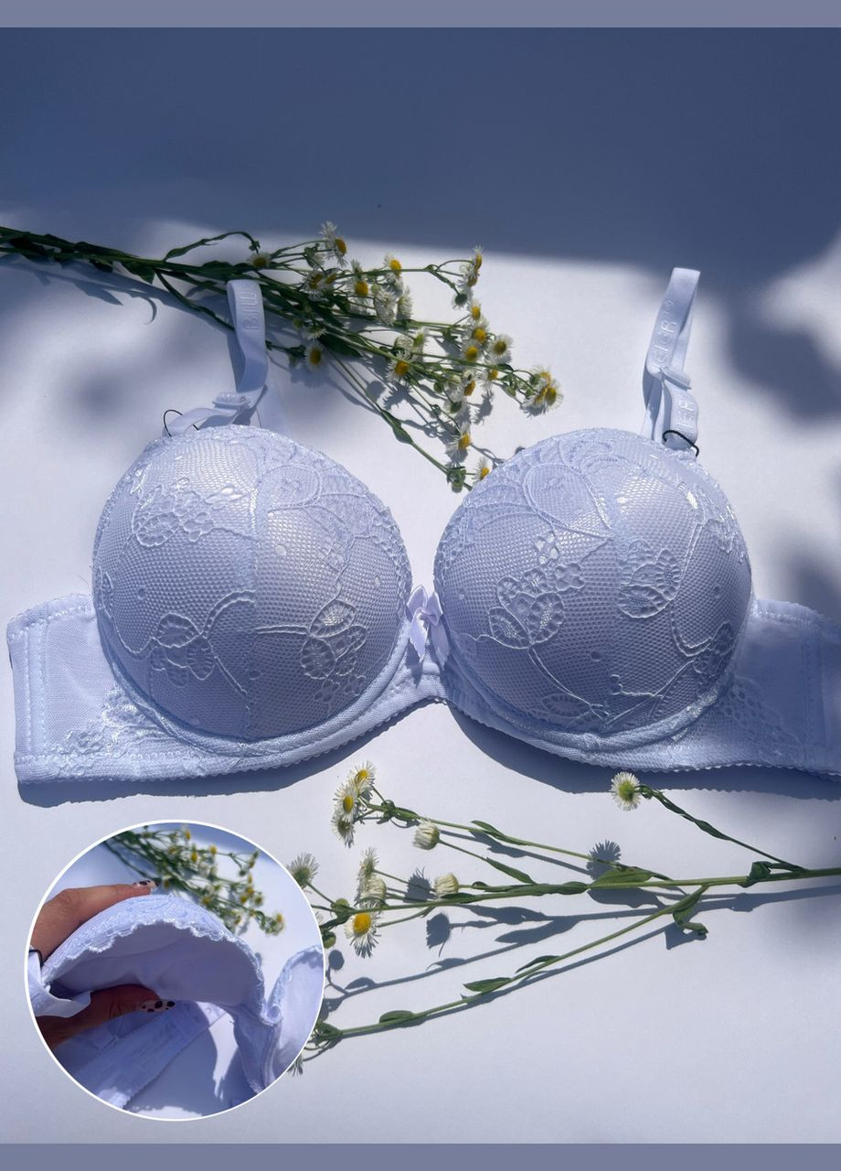 Белый бюстгальтер с тройным суперпушап пинап biweier 909 (808) белый BWR с косточками