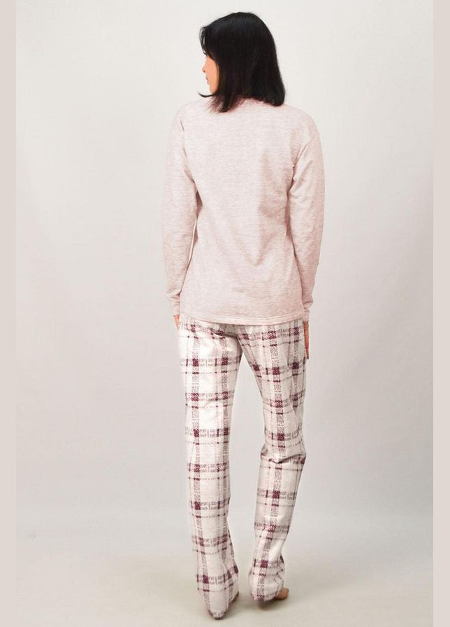 Розовая зимняя пижама с брюками кофта + брюки Roksana 1540/30012 rose