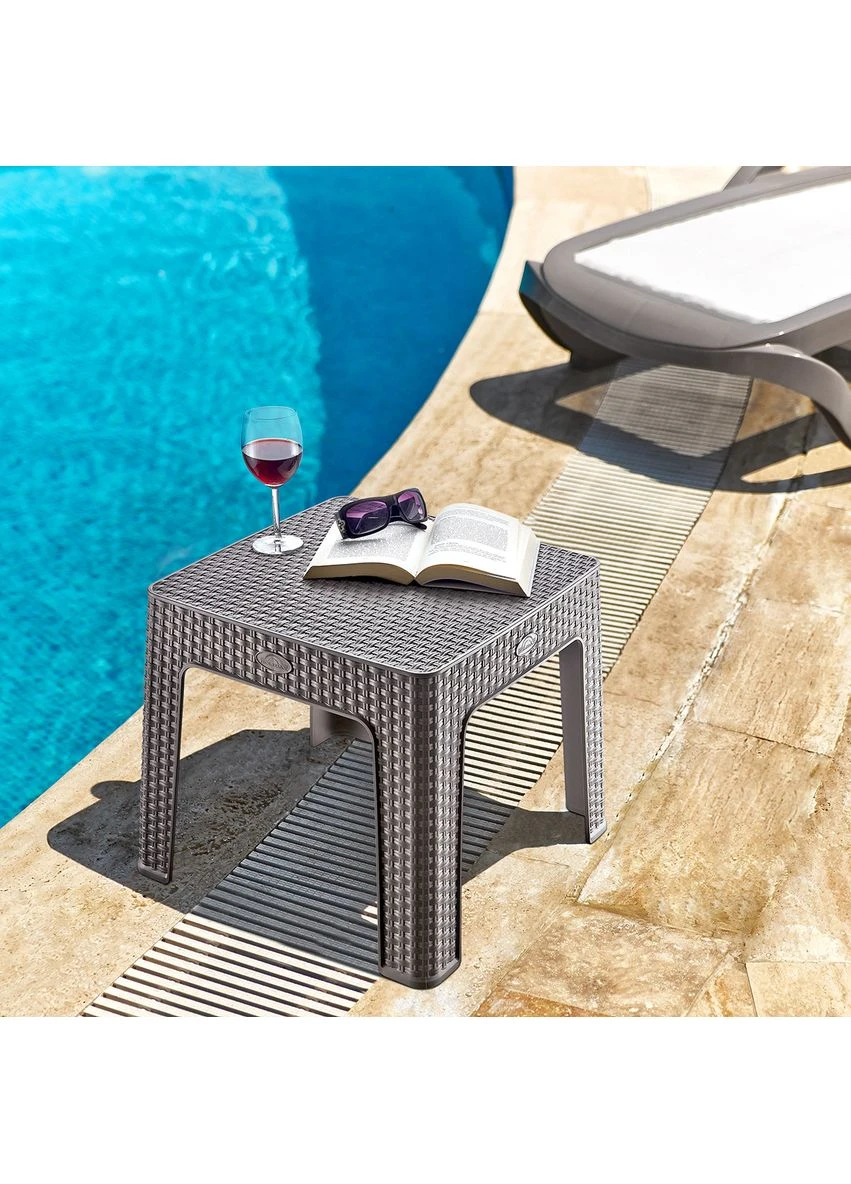 Стол садовый пластиковый Rattan 45x45x50 см кофейный под ротанг Irak Plastik (384109068)
