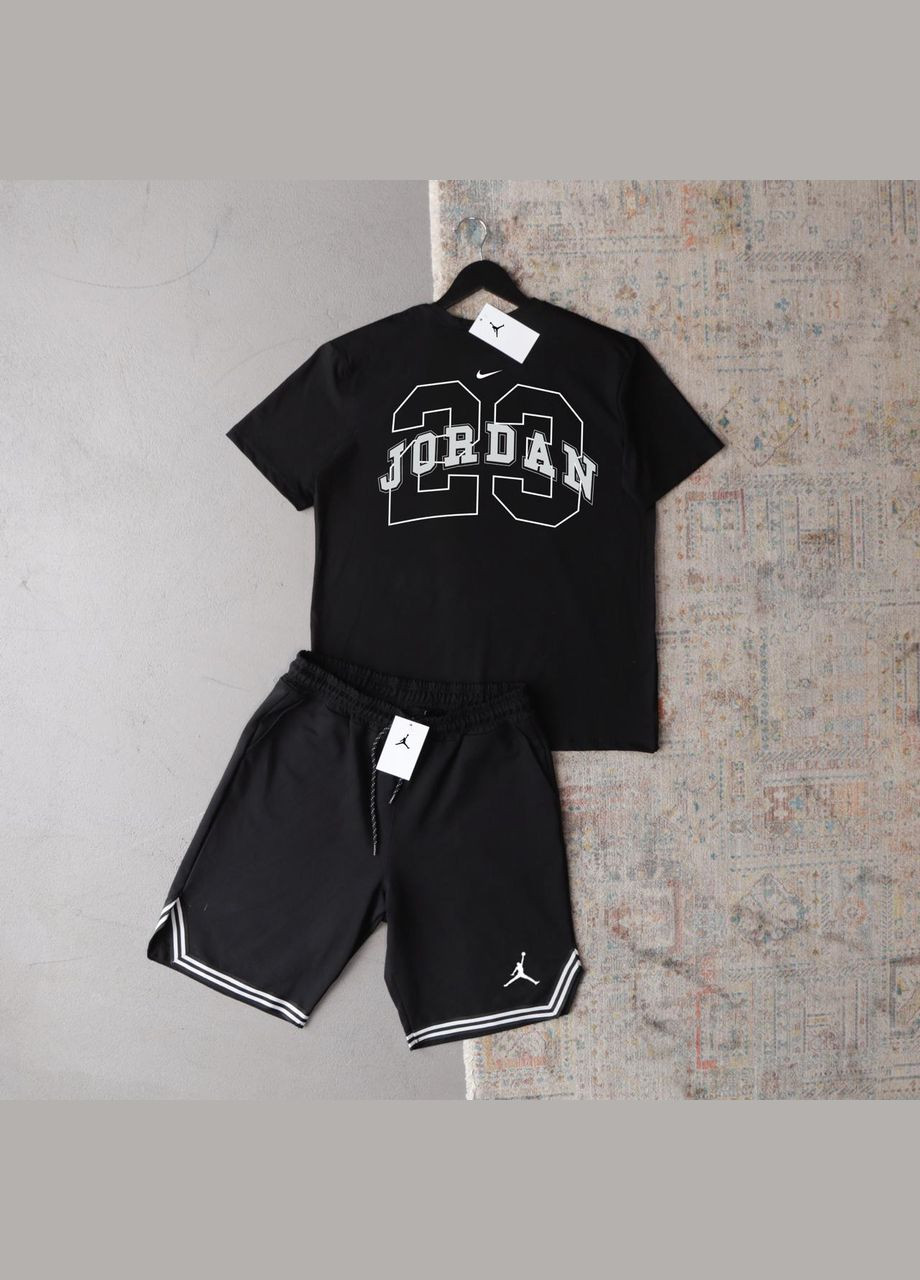 Черный костюм jordan шорты и футболка,дтф печать No Brand