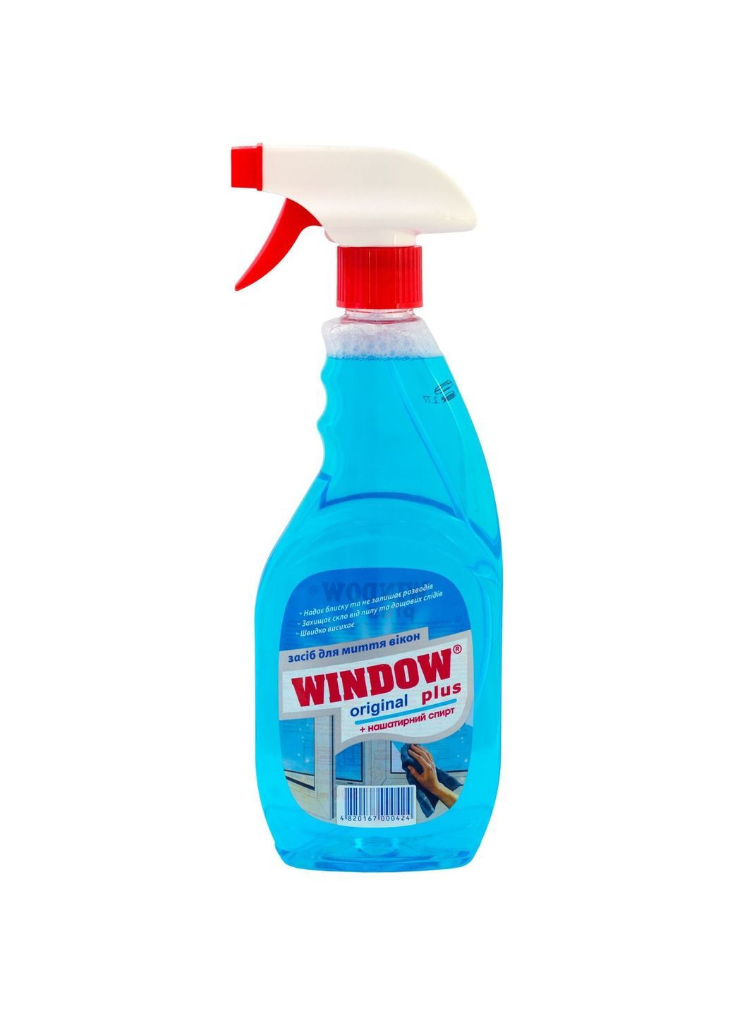 Засіб для миття вікон та скла на основі нашатирного спирту 500 мл синій Window Plus 4820167000424 (369444419)
