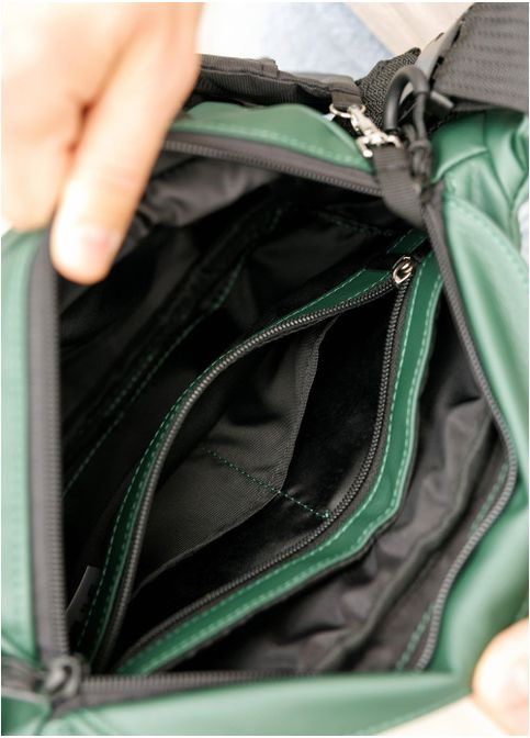 Сумка через плечо бананка мужская из экокожи для телефона и для документов большая Зеленый 38391 Sambag (352165880)