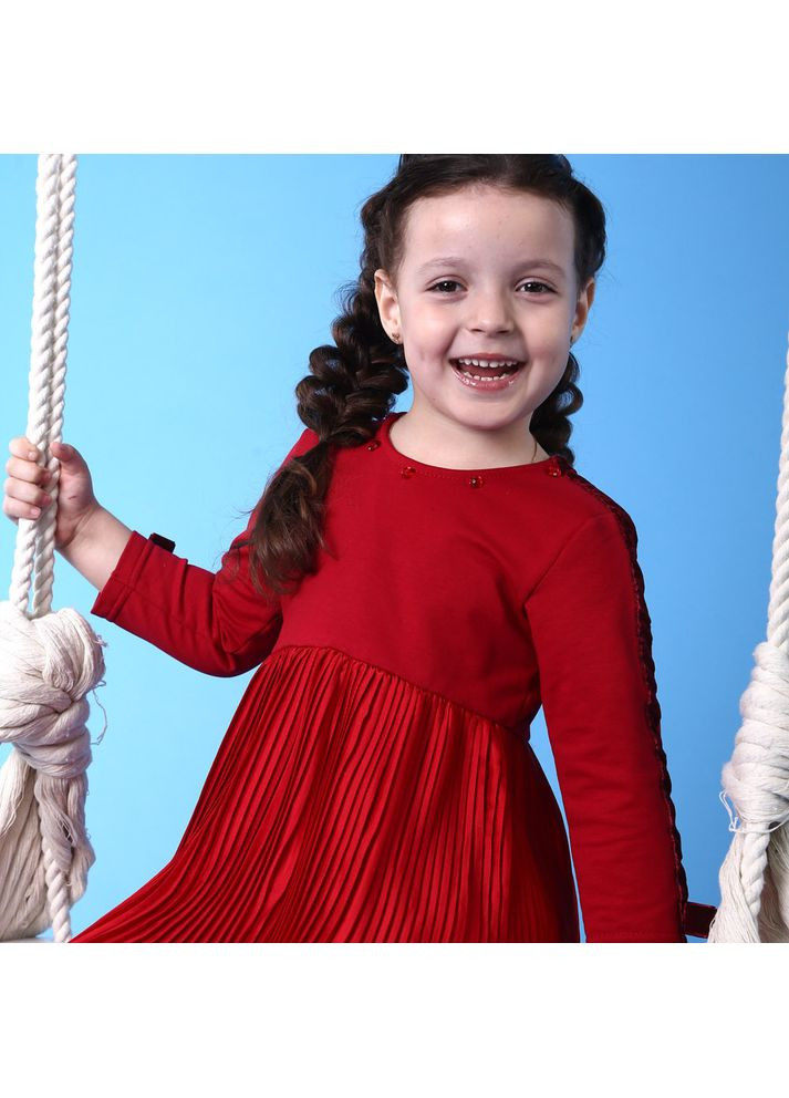 Красное платье с юбкой плиссе для девочек модный карапуз Trendy Tot (371262598)