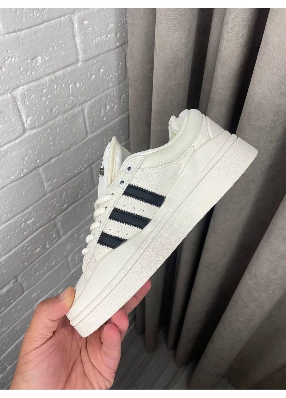 Белые демисезонные кроссовки мужские adidas campus x bbanny white black адидас кампус белые No Brand