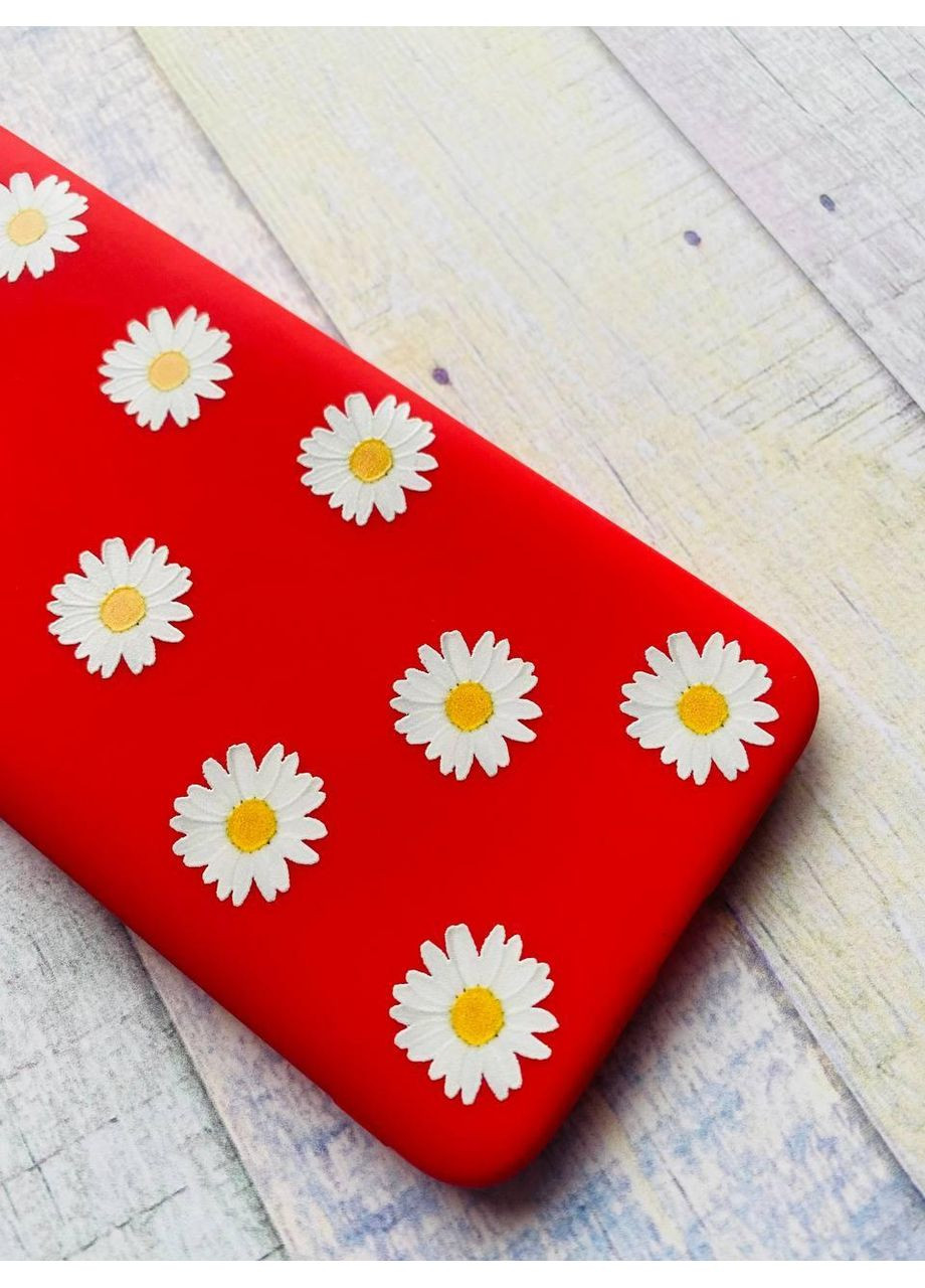 Матовий червоний чохол на Xiaomi Redmi 13C / Poco C65 Фон ромашки (принт 41) Creative (355408848)