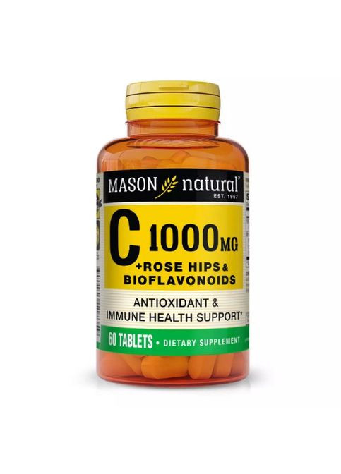 Vitamin C Plus Rose Hips and Bioflavonoids Comple 1000 mg 60 Tabs Mason Natural (288050747)