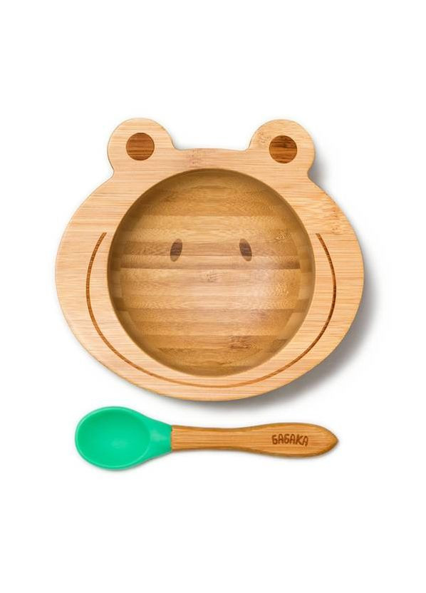 Набір дитячого посуду Жабенятко Коричнево-зелений 3 шт (310412) Бабака (327399315)