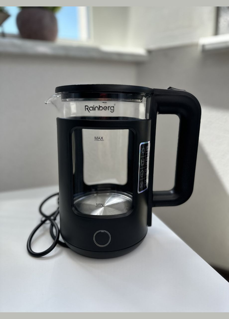 Електричний дисковий чайник RB-2220 електрочайник 2.0л LED підсвічуванням чорний Rainberg (346048506)