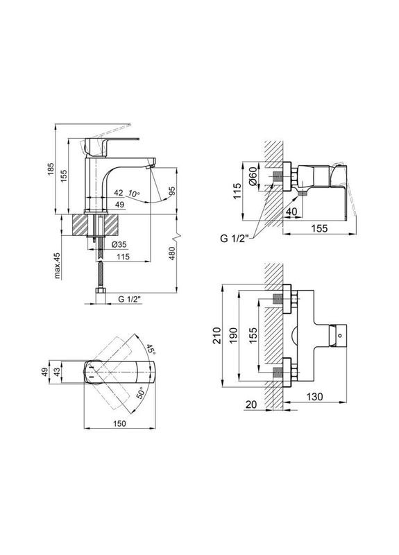 Комплект змішувачів для раковини та душа Lipno 2в1: (QTLIPNO1023101CB+QTLIPNO4023101CB) Qtap (315632734)