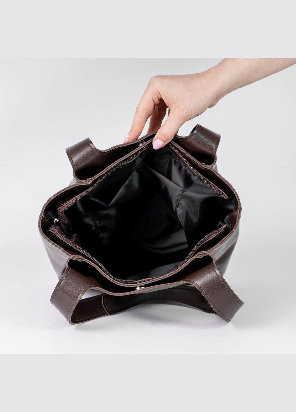 Сумка жіноча Шопер функціональна коричнева з екошкіри NIUNIU (336493068)