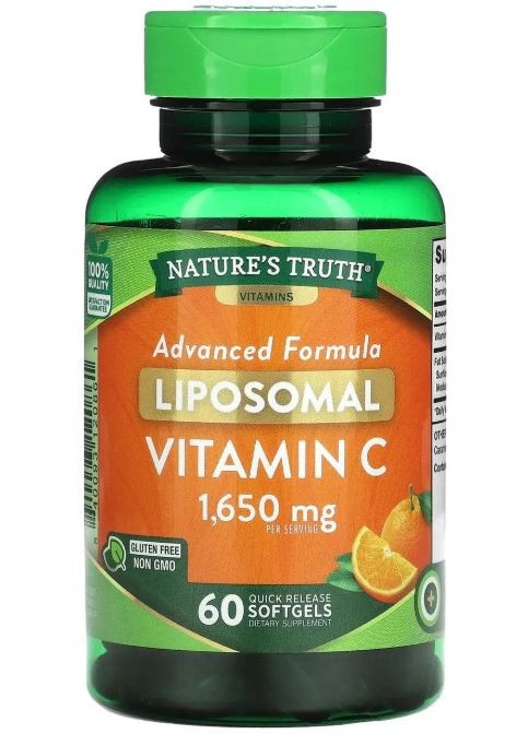 Витамин С липосомальный Liposomal Vitamin C 1650 мг 60 гел капс Nature's Truth (359473469)
