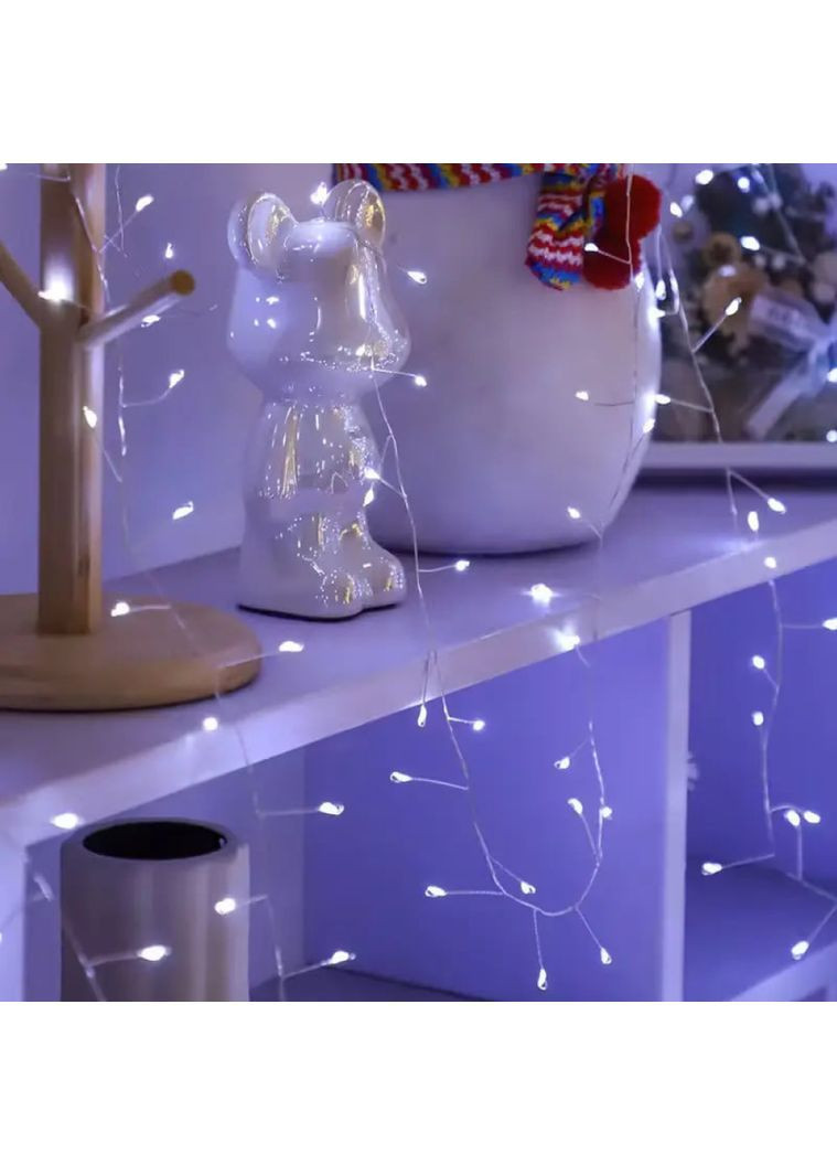 Светодиодная гирлянда для елки/декоративная/уличная мишура Роса 900 LED 8 режимов с пультом ДУ белый свет 30 метров VTech (366670215)