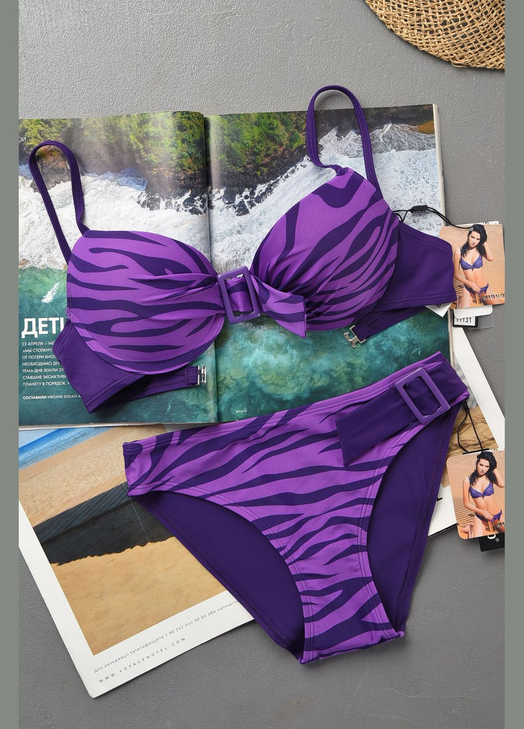 Фіолетовий літній купальник жіночий фіолетового кольору чашка b бікіні Let's Shop