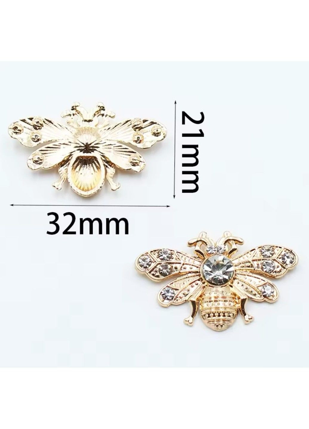 Стразовой декор (серединка)- Пчелка, размер 21*32 мм, золото, арт 014980, 1 шт No Brand (316260448)