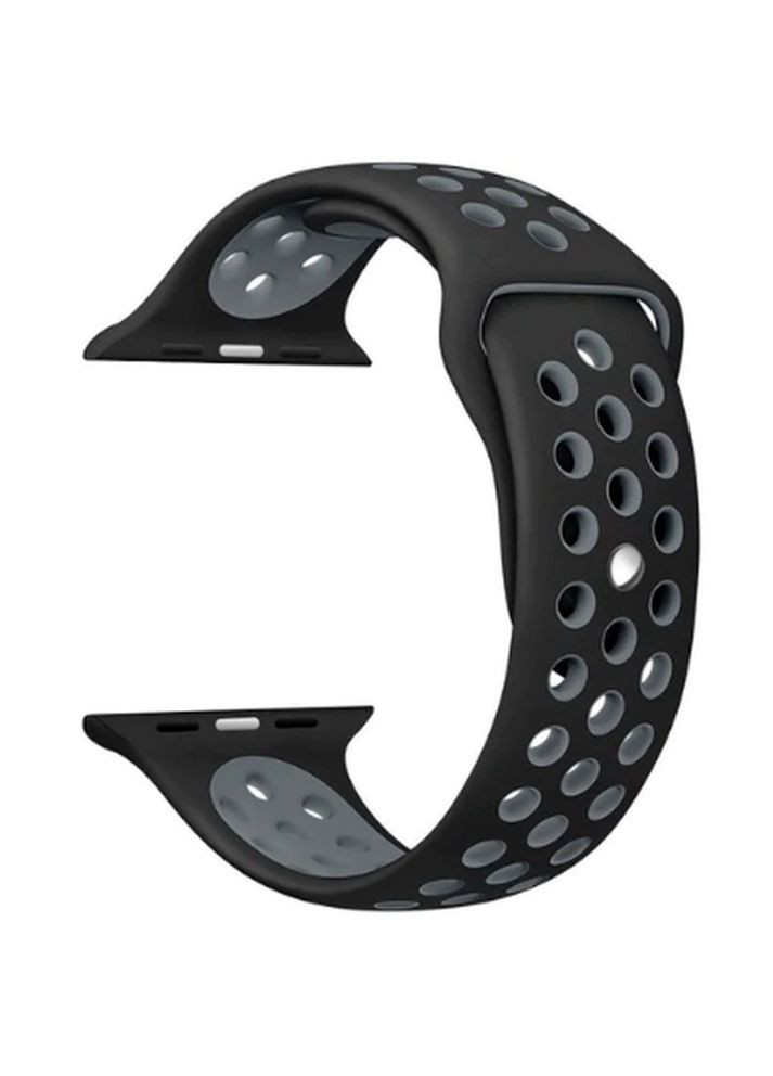 Силіконовий ремінець з перфорацією для Apple Watch 38/40/41 mm Чорно-сірий No Brand (305215004)
