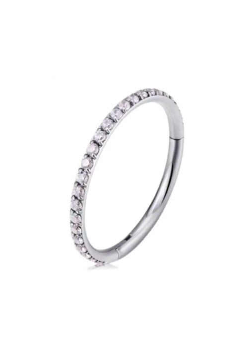 Кольцо с фианитами (сталь 316L, защелка-клик) No Brand (316681999)
