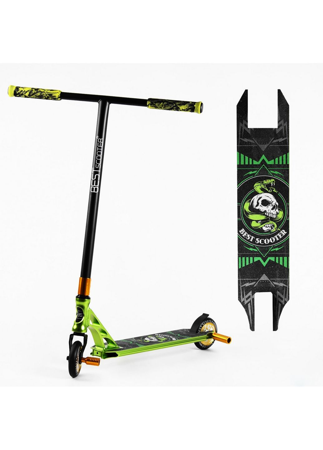 Самокат трюковий "Skull and Snake" HIC-система, пеги, алюмінієвий диск та дека 60х85 см Best Scooter (289366480)