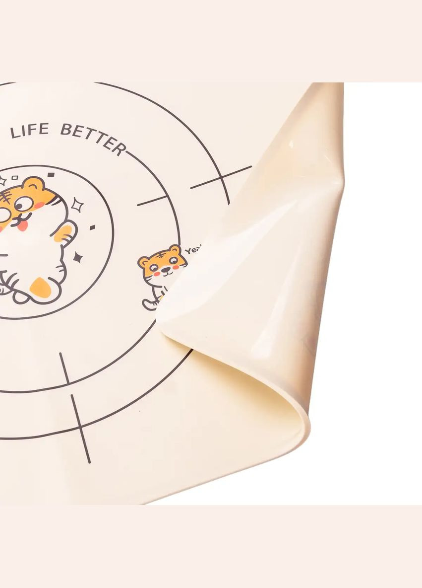 Набор кондитера 3 в 1 силиконовый коврик с разметкой/шпатель/качалка для теста, бежевый TS Kitchen (322594462)