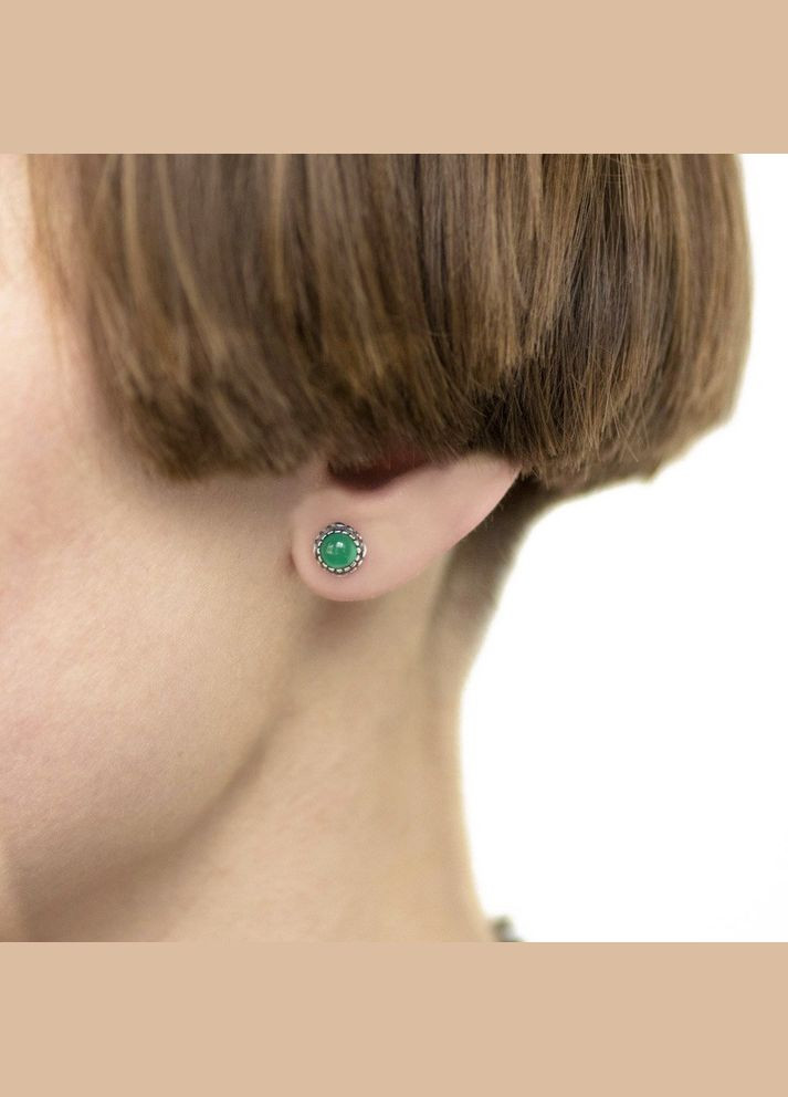 Срібні сережки - пусети з агатом 122082 Oniks (264023279)