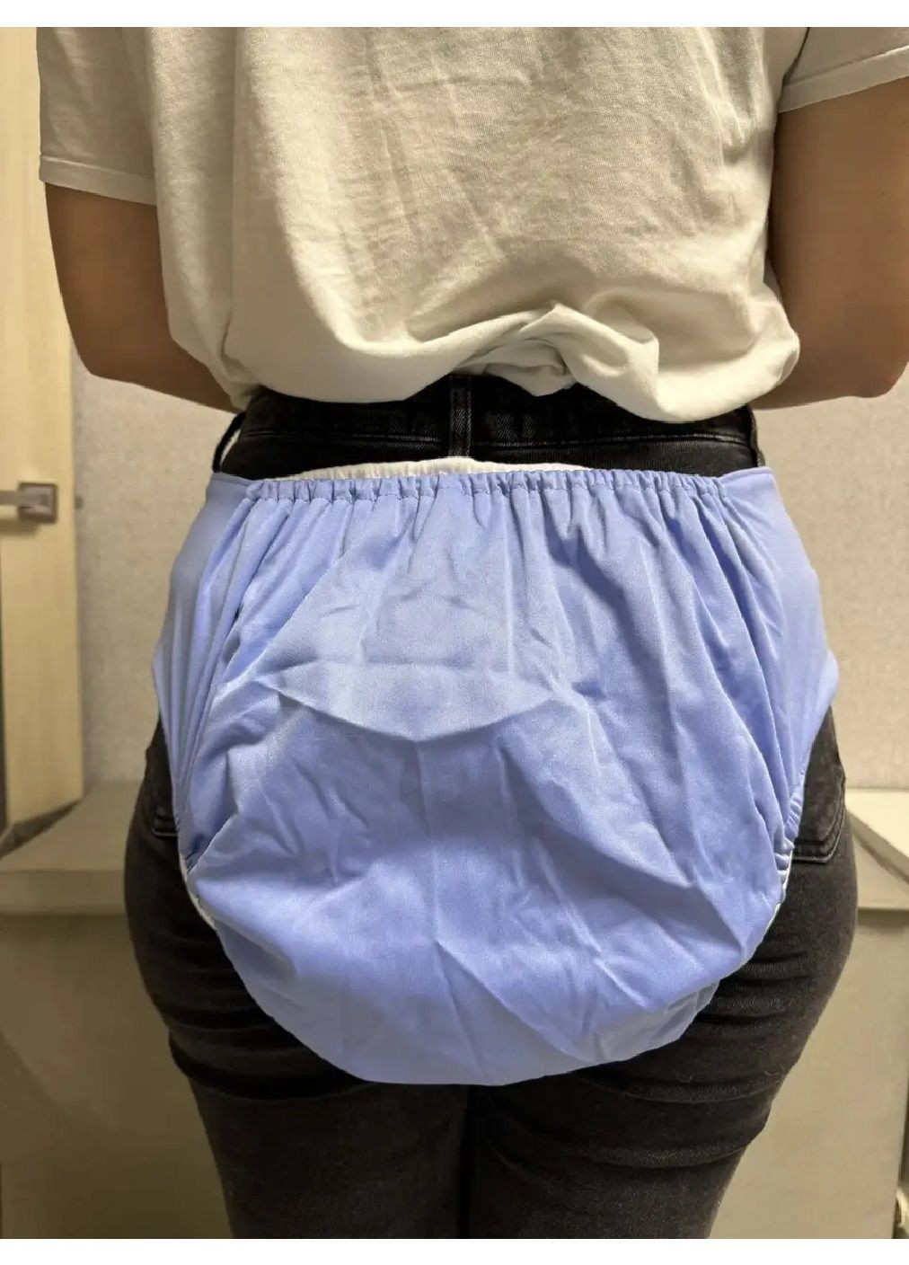 Підгузок для дорослих багаторазовий тканинний непромокальний дихаючий з регулюванням розміру (479463-Prob) Блакитний Unbranded (319301961)