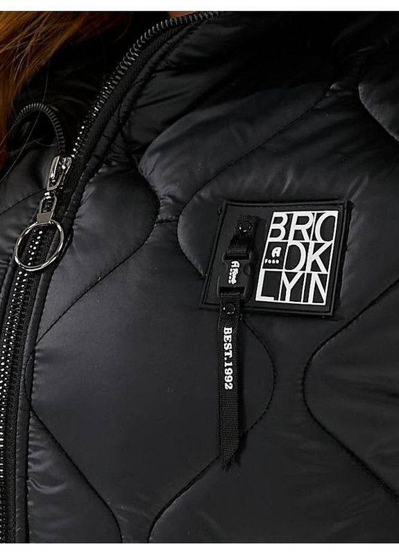 Чорна зимня чорна зимня жіноча подовжена куртка батал чорного кольору на зиму зі стьобаним капюшоном куртка куртка-пальто Boni Куртка