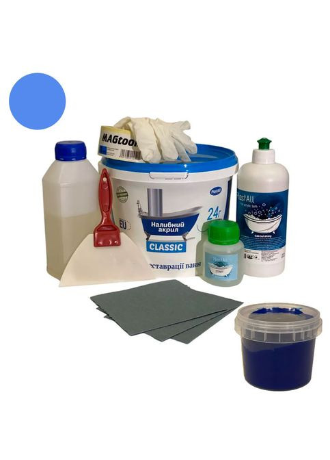 Рідкий акрил для реставрації ванн Classic 1.5 м кольоровий 2.9 кг з набором для реставрації ванн Оригінал Plastall (363131290)