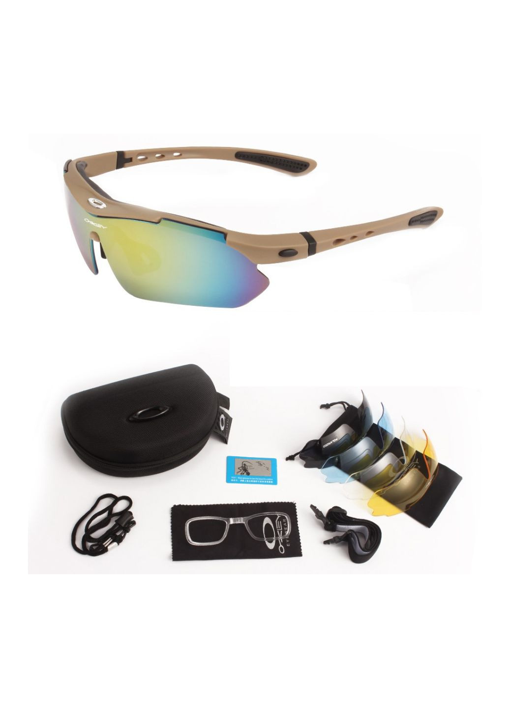 Защитные очки тактические с поляризацией койот 5 линз One siz+ Oakley (280826709)