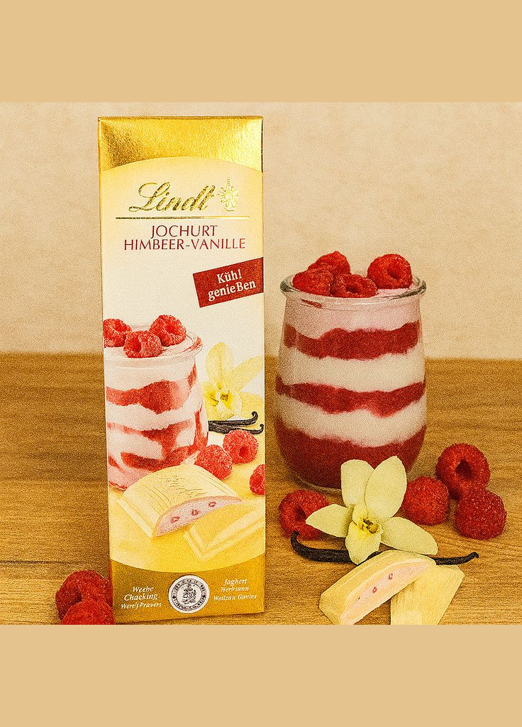 Белый шоколад малиновый йогурт Joghurt Himbeer Vanille 100г. Швейцария Lindt (346050080)