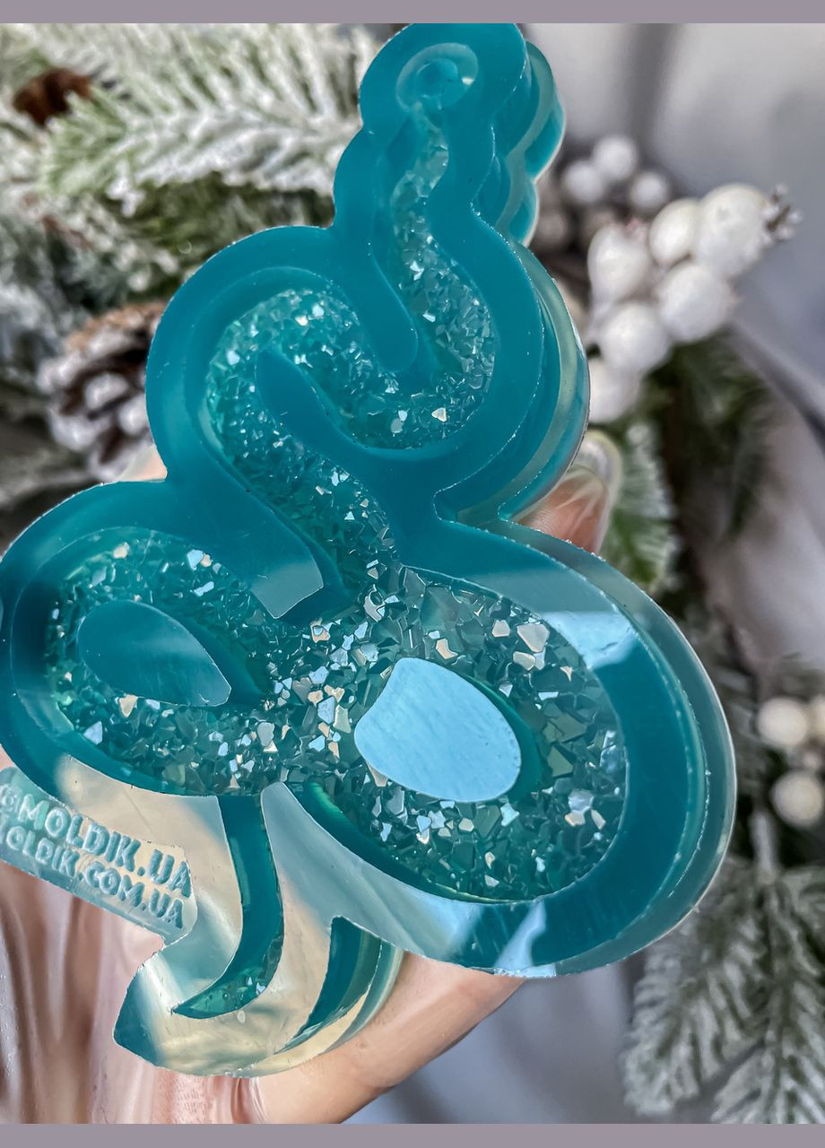 Молд кристалічна змія широка форма для новорічних іграшок на ялинку силіконова форма для епоксидної смоли No Brand (370566677)