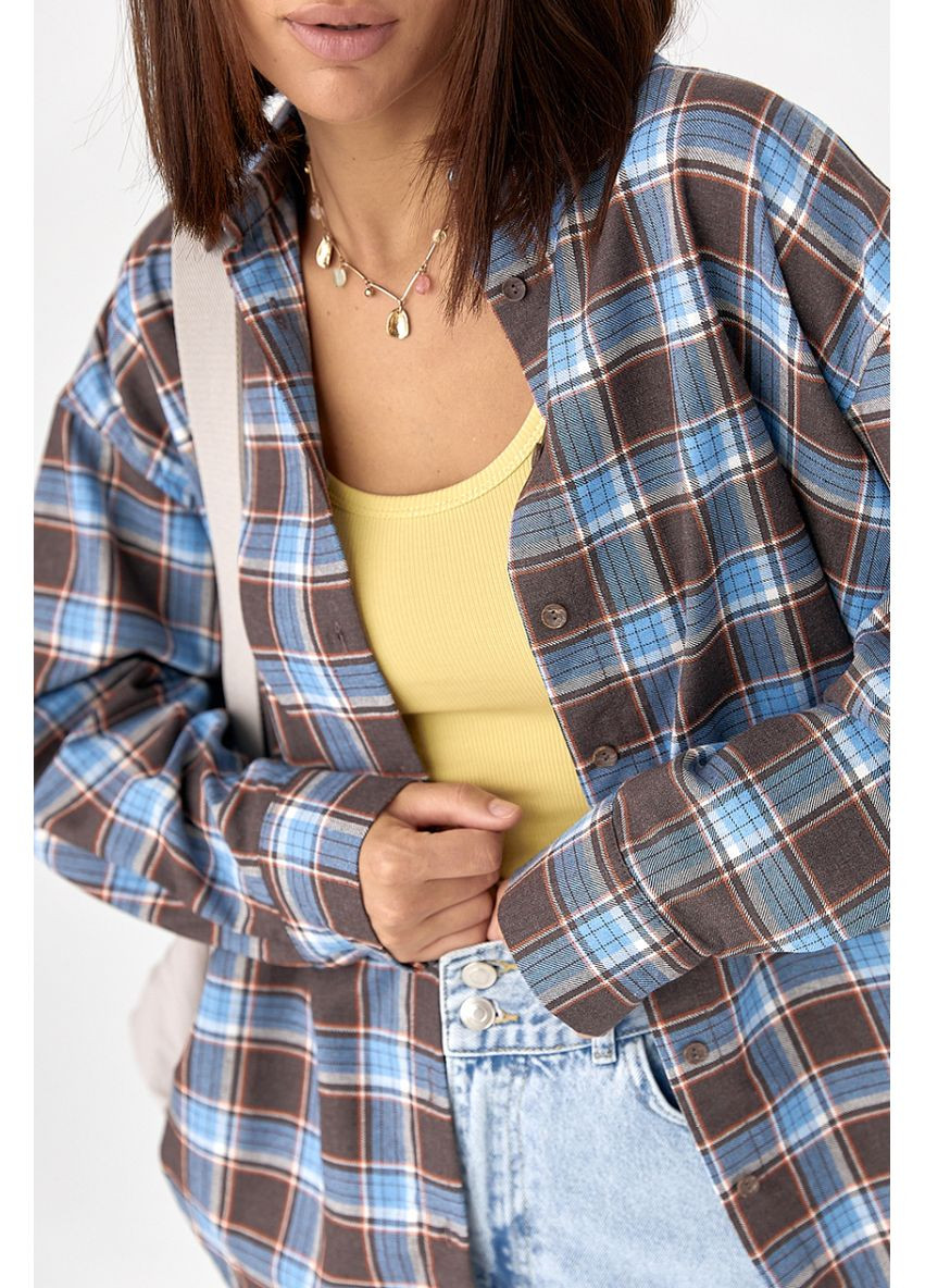 Голубой кэжуал рубашка в клетку Lurex