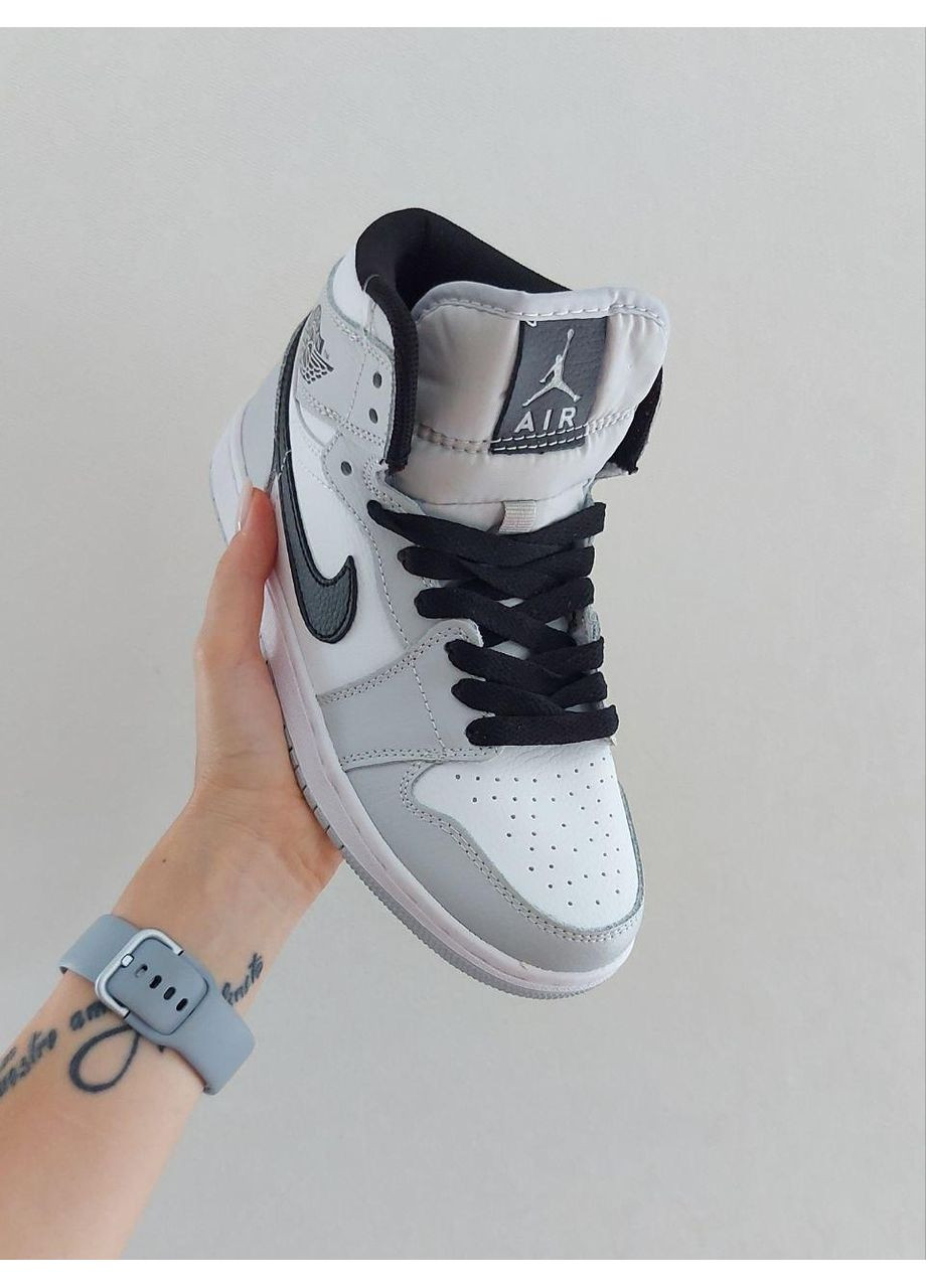 КРОСІВКИ ЖІНОЧІ NIKE AIR JORDAN 1 MID LIGHT SMOKE GREY V2 НАЙК АІР ДЖОРДАН No Brand сірі демісезони (368888085)
