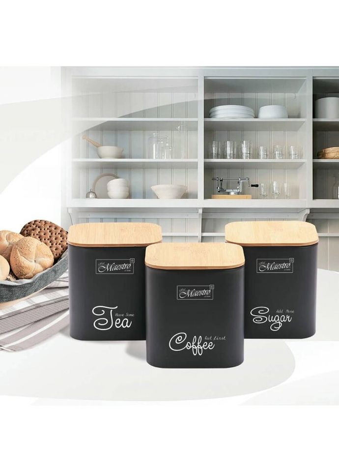 Набір банок для зберігання MR-1775-3S-BlaСk 3 предмети чорний Maestro (327608491)