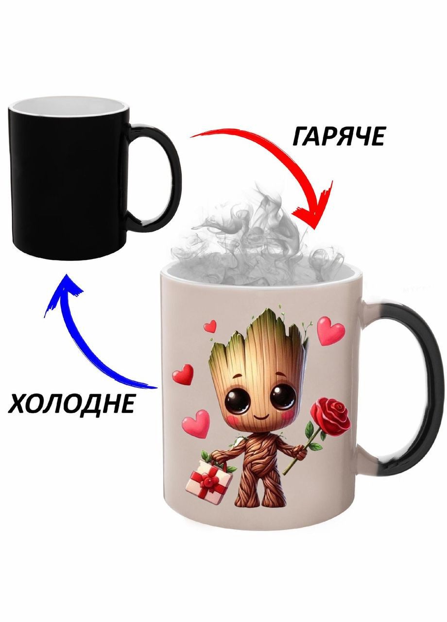 Чашка хамелон (кухоль, горнятко) із дитячим малюнком #004 Чорна 330 мл No Brand (323470931)