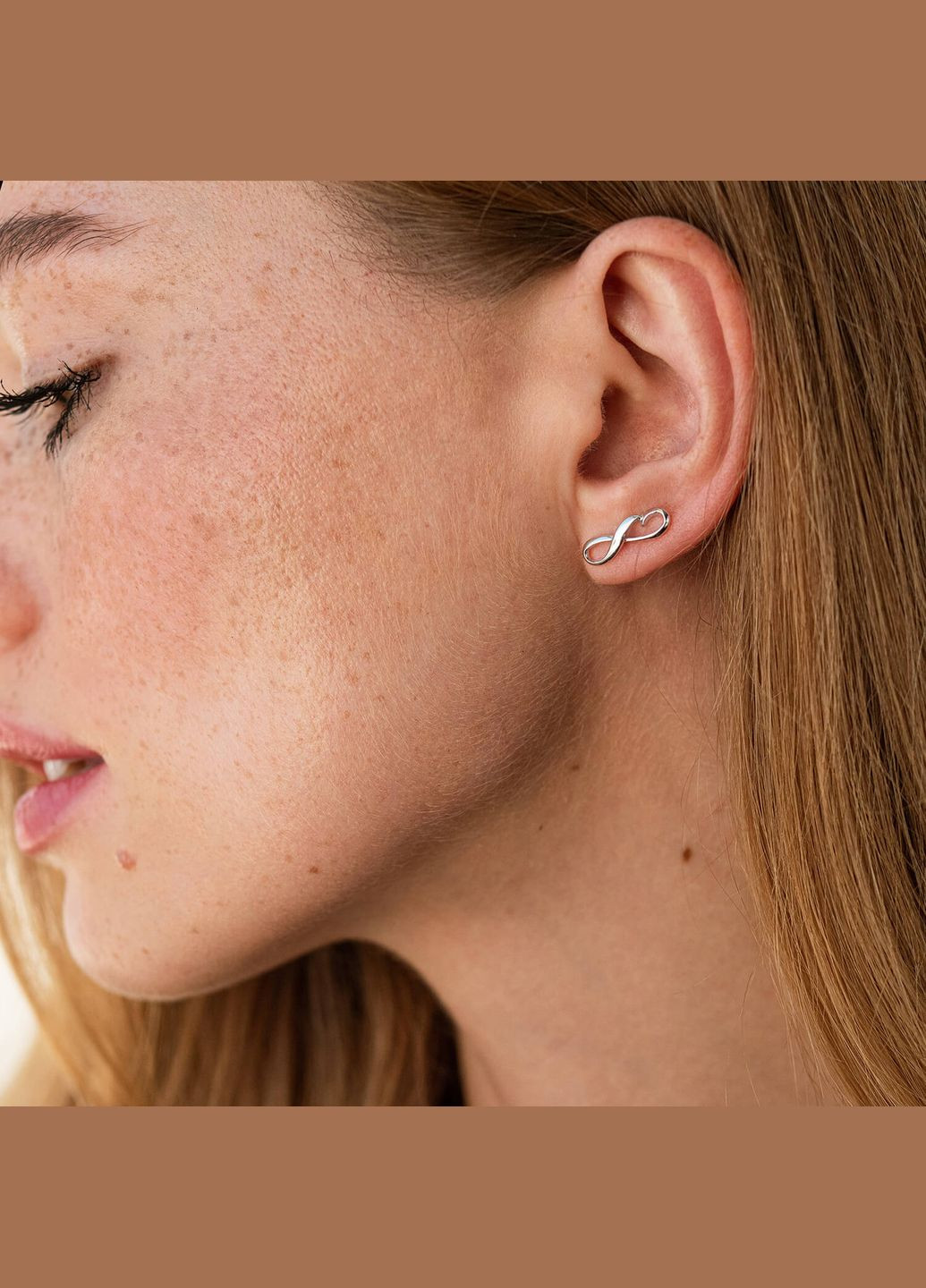 Серьги - пусеты Бесконечность в белом золоте с07764 Oniks (264025285)