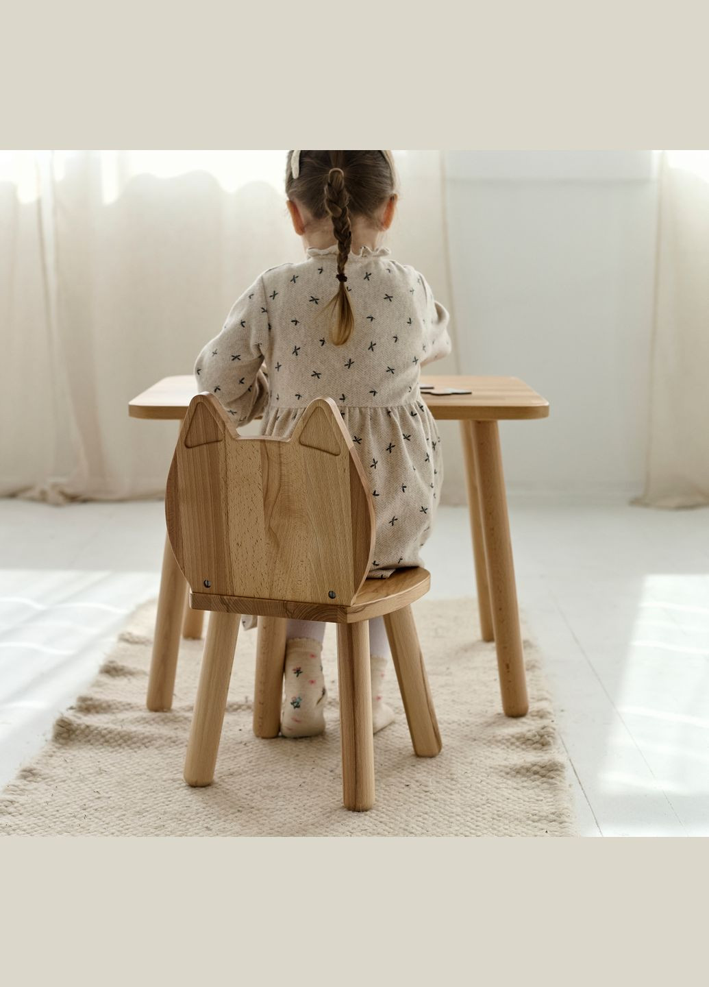 Детский столик и стульчик Cat для детей 4-7 лет Натуральний Tatoy (292312763)