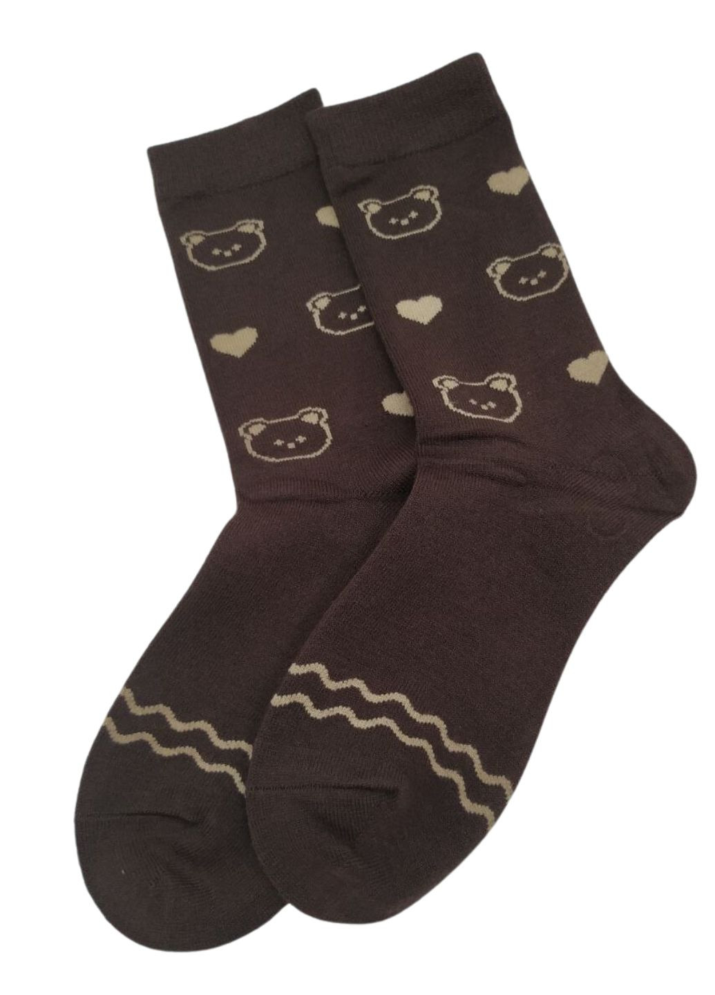 Тёмно-коричневые носки теплые женские с ангорой медвежонок (913-01) Macarena анималистичные (302947921)