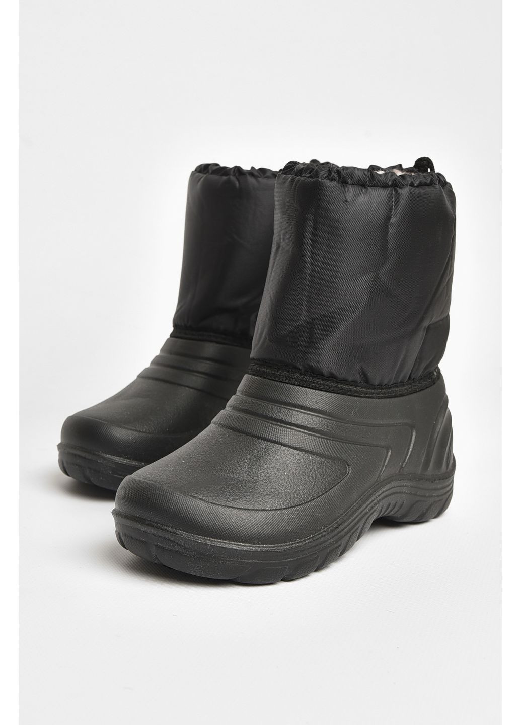 Черные дутики детские на меху черного цвета Let's Shop на липучке