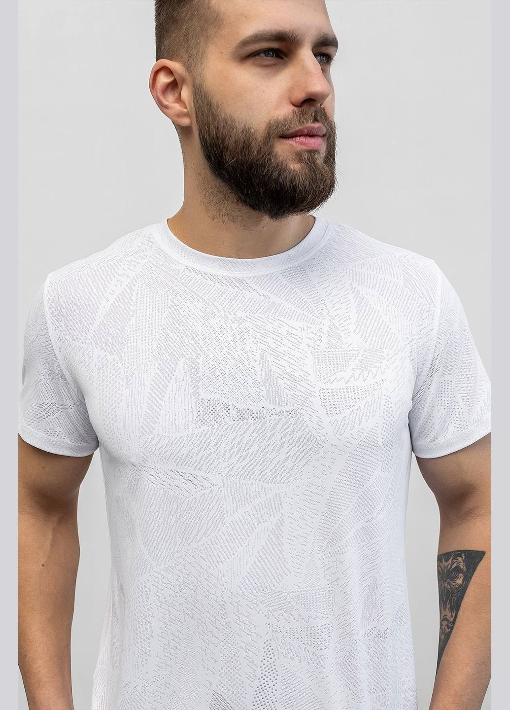 Белая футболка с абстрактной сеткой coolmax с коротким рукавом TOTALFIT