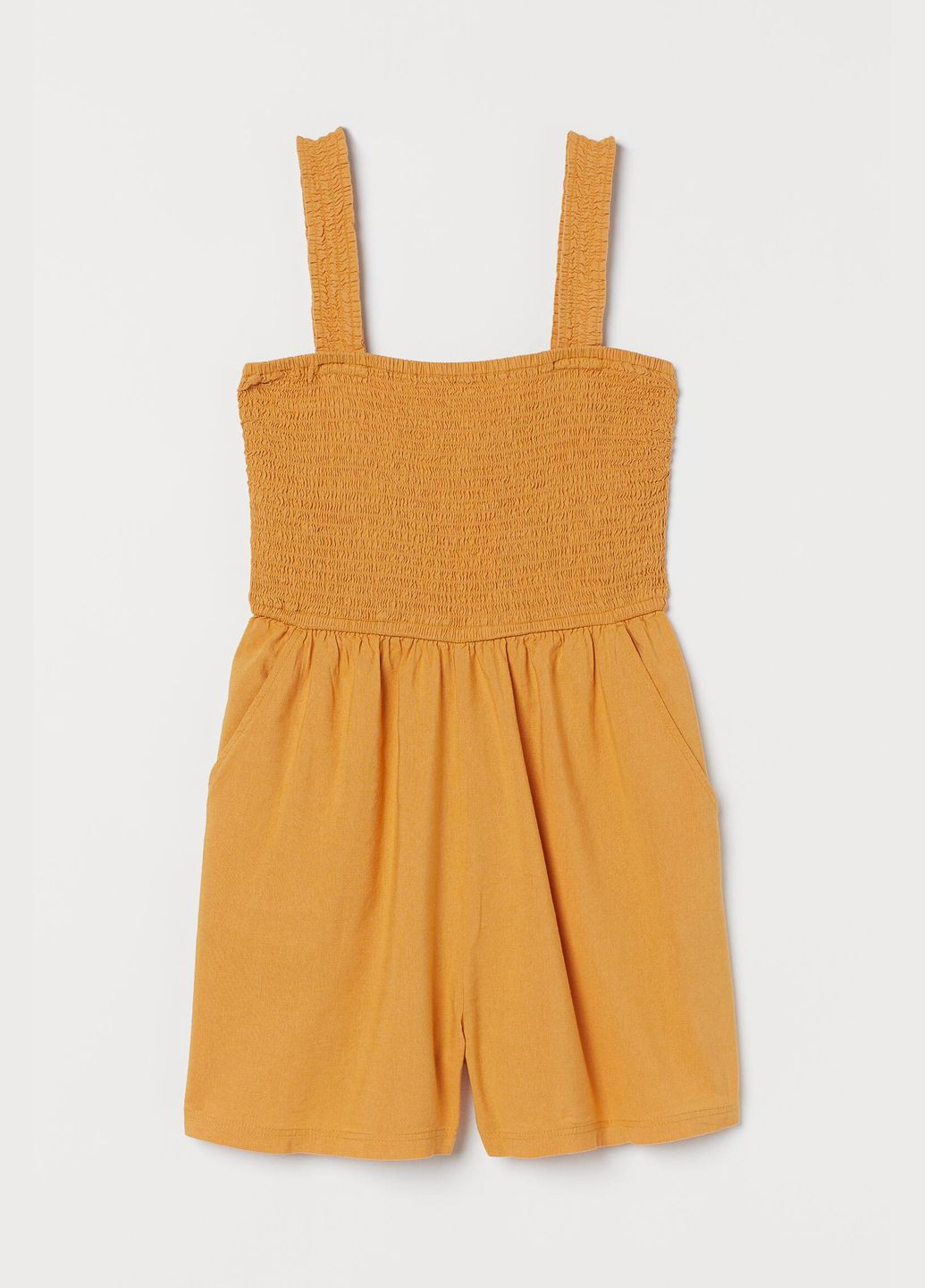 Комбинезон H&M однотонный горчичный повседневный хлопок