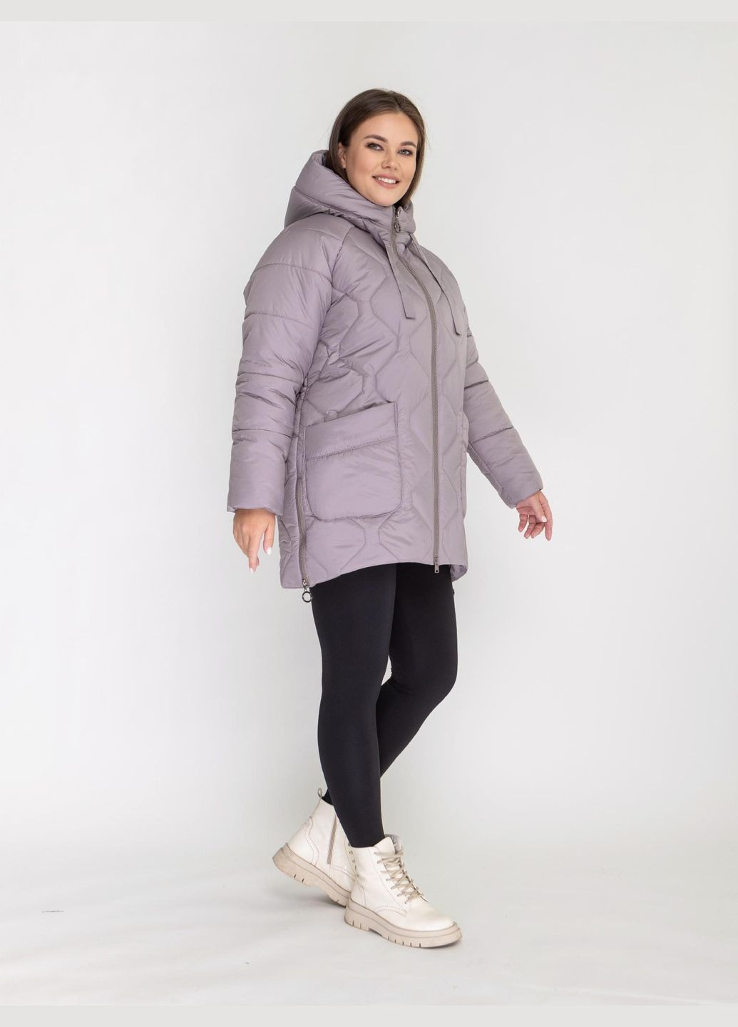 Пудровая зимняя женская зимняя куртка большого размера SK